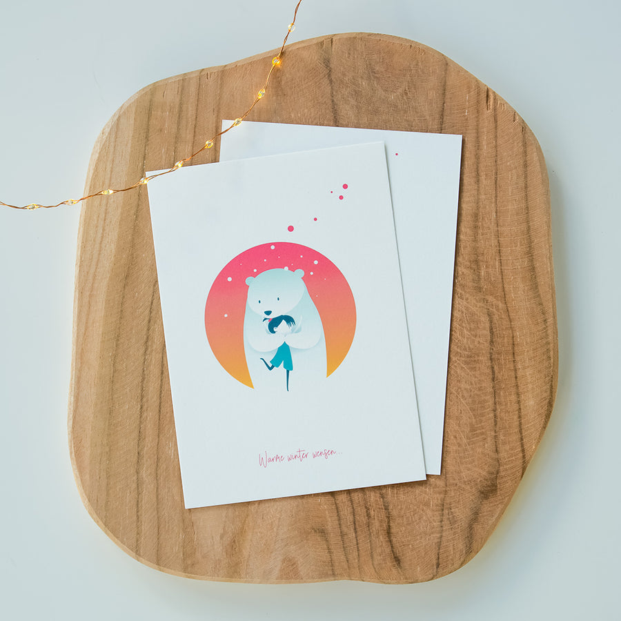 Warme winter wensen - set van 5 dezelfde kaarten