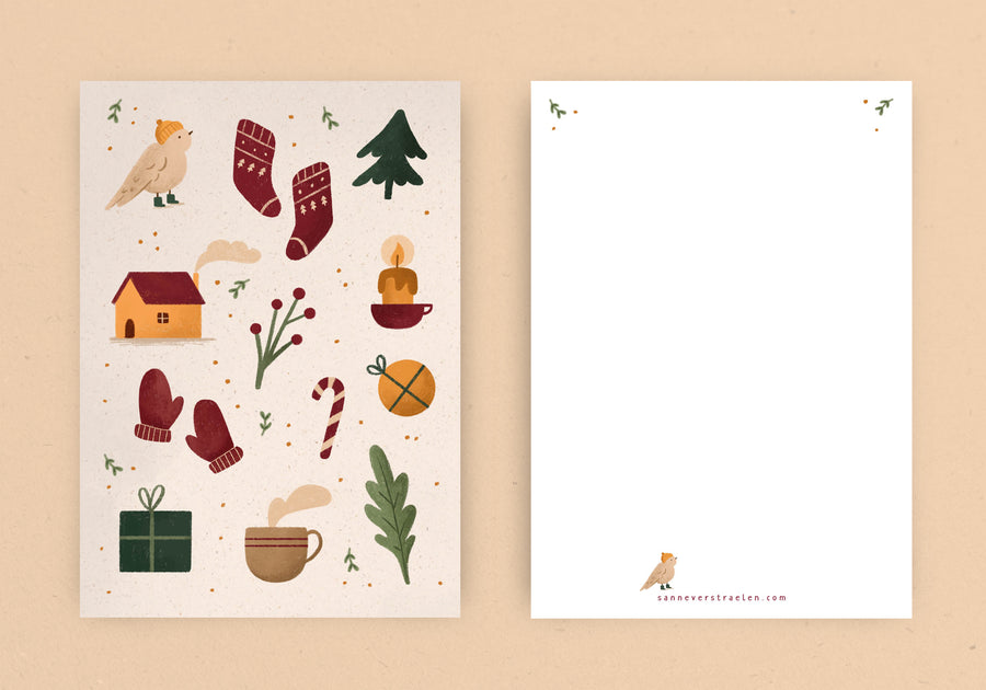 Kerstkaart cosy patroon