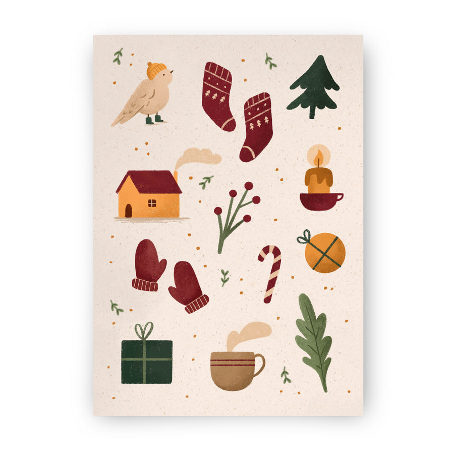 Kerstkaart cosy patroon