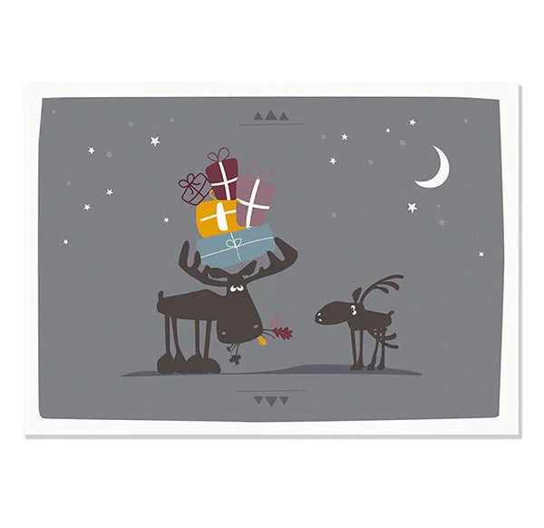 Postkaart Heinrich met cadeautjes