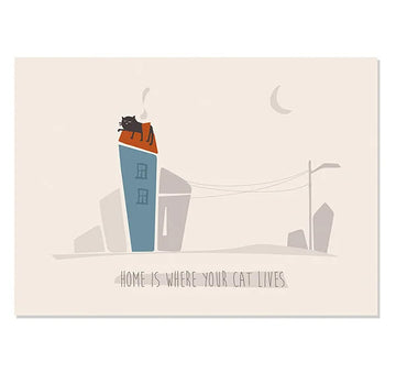 Postkaart Home is... (cat)