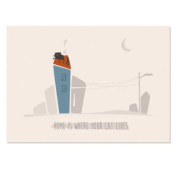 Postkaart Home is... (cat)